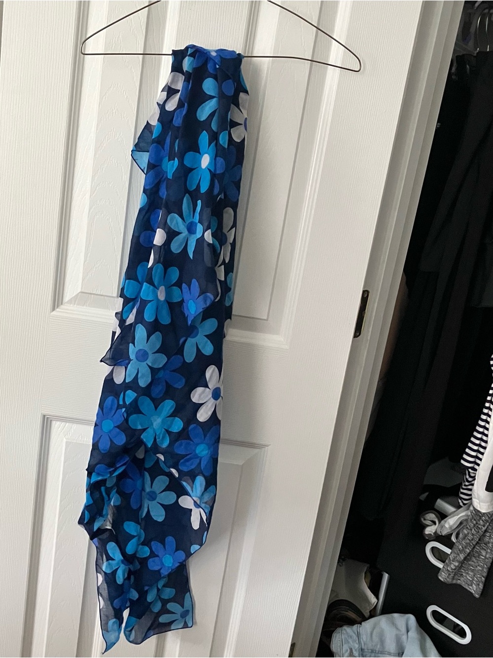 Macy’s Blue Boho 70’s Floral Long Scarf